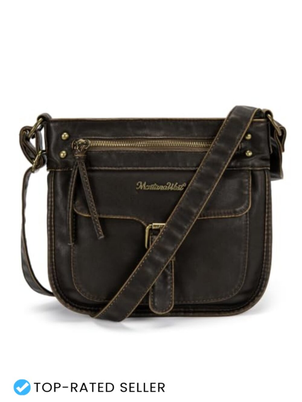 Faux Leather Crossbody Bag Multi Pocket Shoulder Purse Medium Everyday